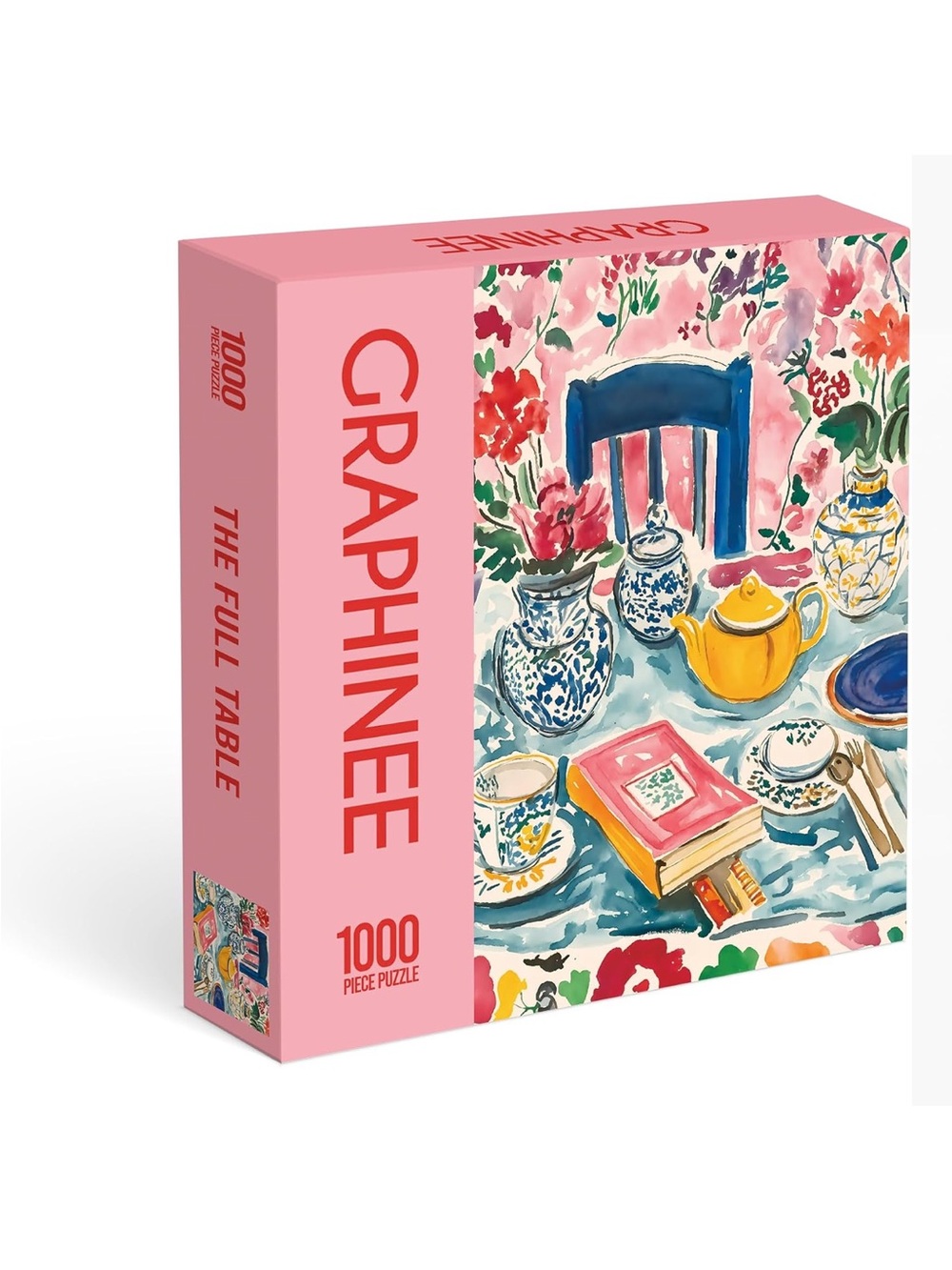 Graphinee 'The Full Table' 1000-Piece Puzzle - Pink Floral Artwork